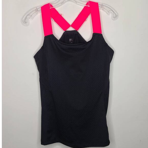Tail Tops - Tail black bra tank top with thick pink straps - large
